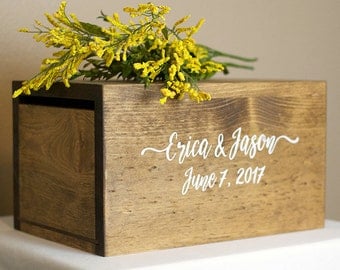 Personalized Wedding Card Box, Boho wedding card Box, rustic card box, wood card box, wedding advice box, rustic wedding decor