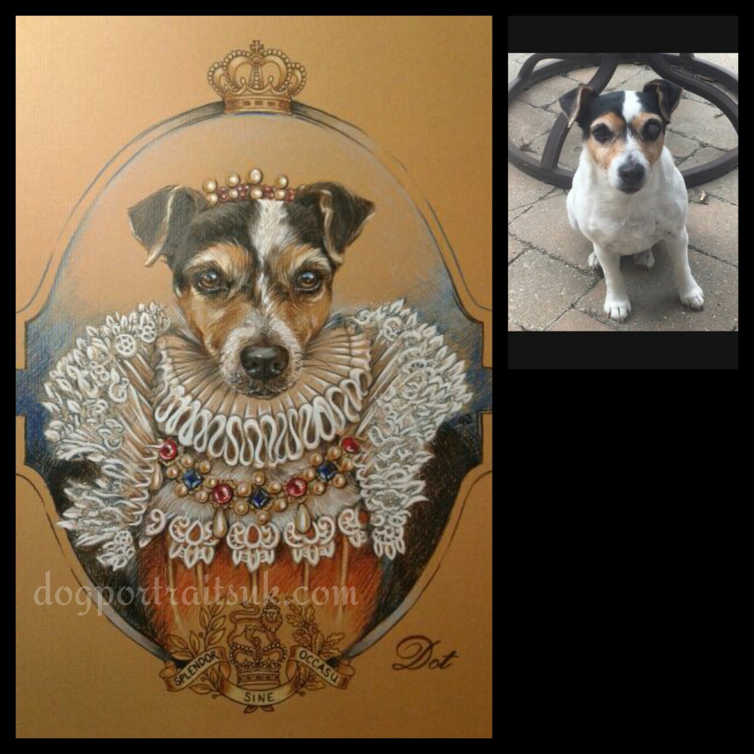 Hand made pet portraits in costume fancy dress by DogPortraitsUK