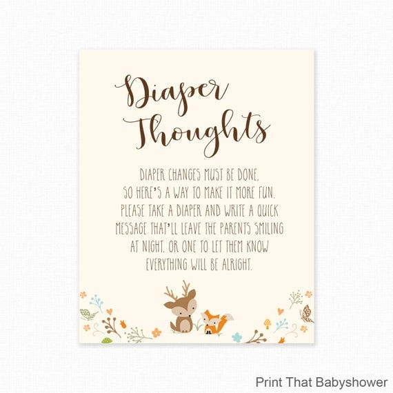 Baby Shower Game Diaper Thoughts Woodland Baby Shower Nappy