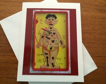 Get Well Greeting Card - Surgery - Operation - Laughter Is The Best Medicine - Positive - Hip Replacement - Knee Replacement - Broken Bone