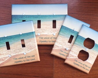 Beach ocean sea switch plate cover tide sand // SAME DAY SHIPPING**