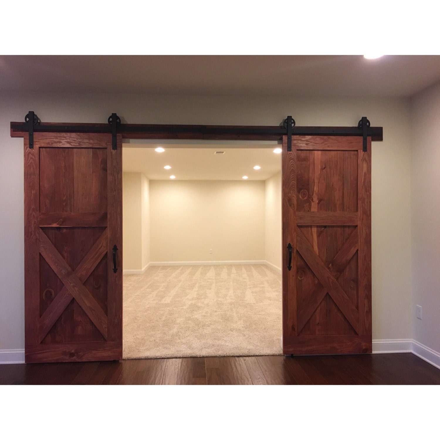 Spanish Design Sliding Barn Door Half X Design Sedona Red