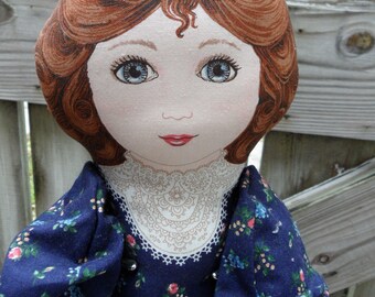 Vintage Ragdoll Victorian Revival Cloth Dolls Handmade English Country Folk Art Fabric 22.5" Rag Doll Victorian Doll Fabric Dolls Soft Doll