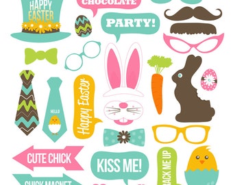 Easter Photo Booth Props Collection - Printable Instant Download - Party Decor - DIY Easter Photo Props - Easter Party Ideas - Bunny - Chick