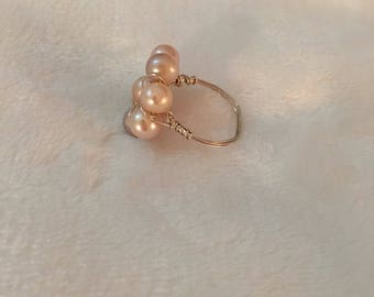 Pink freshwater pearl ring size 10