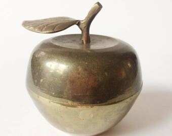 Small Brass Apple Trinket Container Box