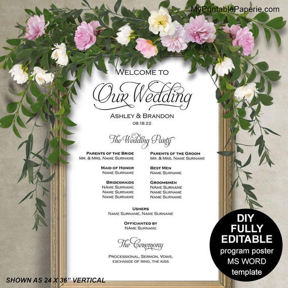 One Page Wedding Program Samples