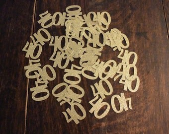50 Count 40th Birthday Confetti, Gold, Black or Silver Glitter 40th Birthday Decoration, 40th Birthday Table Decorations, Age Cutouts