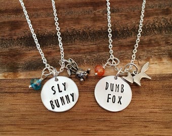 Friendship necklace-Zootopia inspired friendsip necklace-Sly Fox-Dumb Bunny-Sly Bunny- Dumb Fox-best friend jewelry-BFF