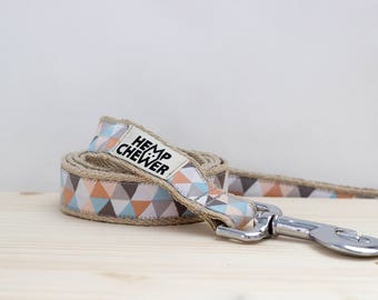 Pastel hemp dog leash, Springy hemp dog leash, Geometric hemp dog leash