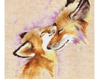 Cross Stitch Kit Foxes or Cat,Dog,Dogs DIY Cross Stitch Set Modern Cross Stitch Luca-S Wall Decor Home decor Idea gift
