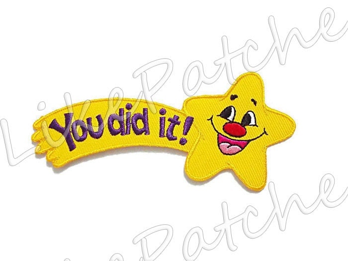 You did it - Yellow Star Smiley Face Happy Cartoon New Iron On Patch ...