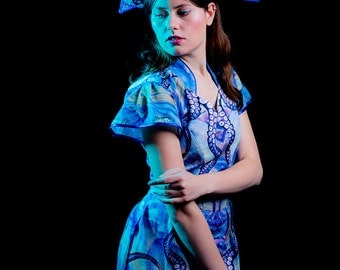Dress "Ursula" // Deep Sea Avant Garde dress with matching kokoshnik headdress.