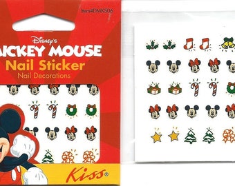 Mickey Minnie Mouse Nail Stickers Nail Decals Disney Christmas Finger Nail Decorations Officially Licensed Disney Product Kiss Inc 2 Sheets