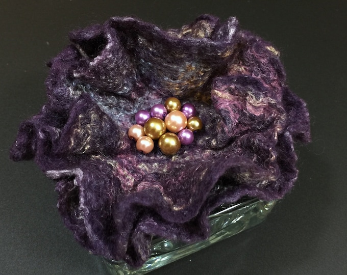 Wool Accessories Felt Wool Brooch Purple Bronze Felted Floral Accessories Prom Corsage Flower Lapel Exclusive Dress Pin Wedding Brooch Gift