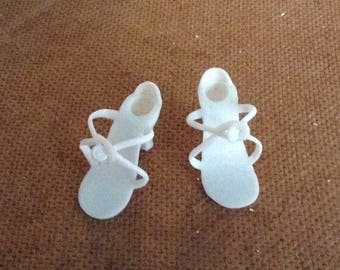 Vintage White High Heel Doll Shoes
