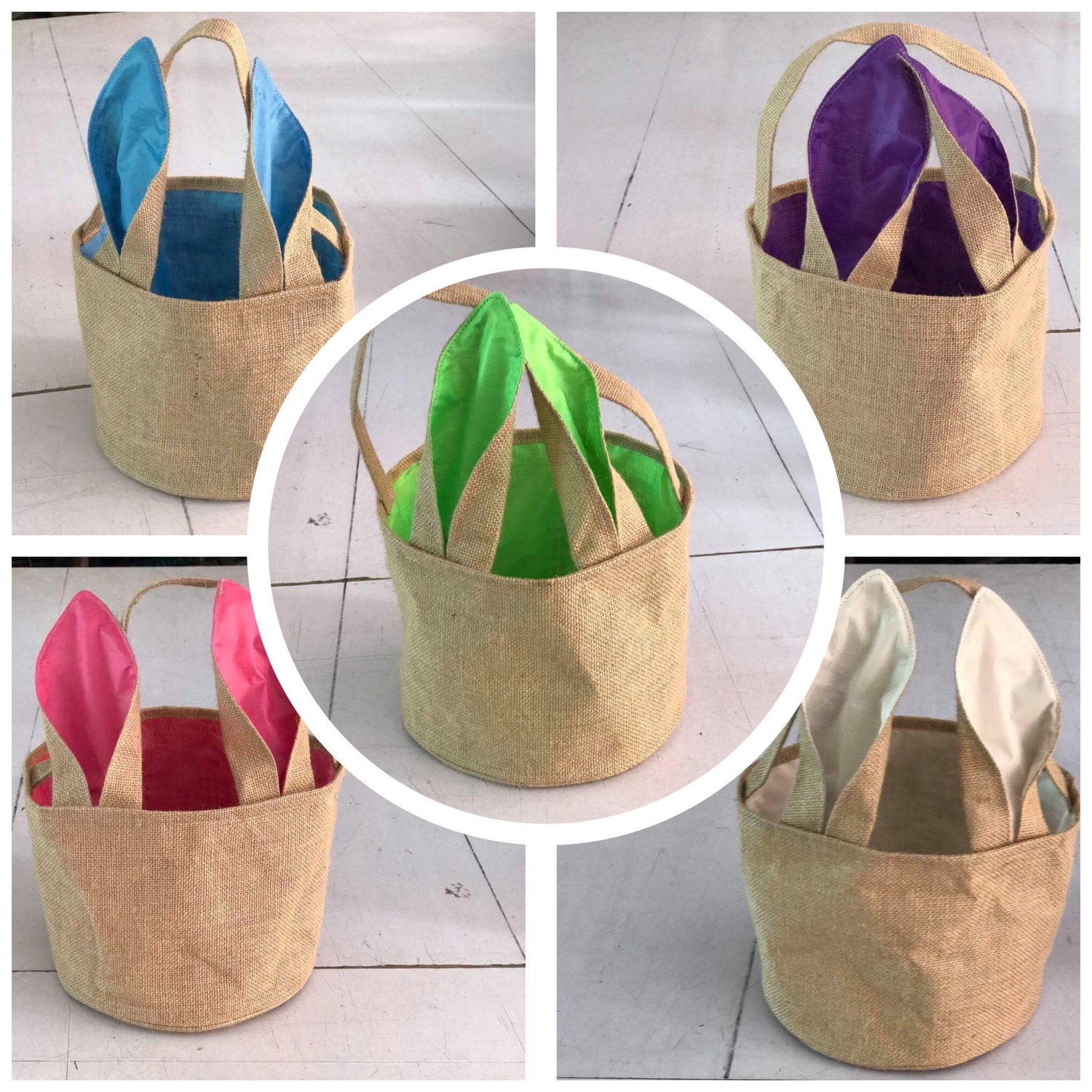 Wholesale Burlap Easter Basket Satin Bunny Ears. Easter Egg