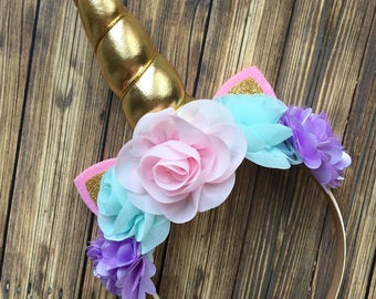 Lavender, Aqua and Pink Unicorn Headband, Princess Headband, Birthday Headband, Birthday Crown, Girls Headband, Rainbow Headband