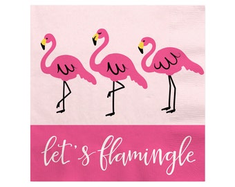 Flamingo Beverage Napkins - Party Like a Pineapple - Pink Cocktail Napkins - Birthday Party, Baby & Bridal Shower Party Supplies - 16 ct