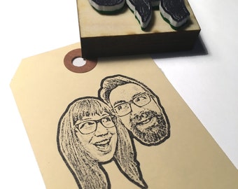 Personalized couple portrait rubber stamp- Custom couple portrait stamp - wedding stamp, Custom Face Stamp- Free Shipping in Canada!