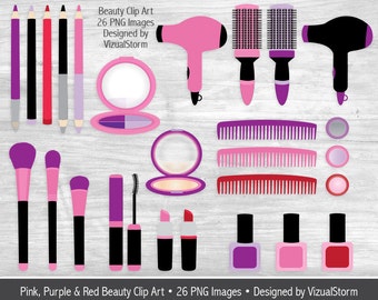 Makeup Clipart Images For Girls Cosmetics Beauty Scrapbook Hair Dryer Brushes Mascara Eyeshadow Lipstick Eyeliner Compact Mirror Nail Polish