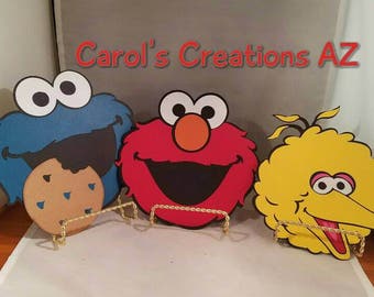 3 Large 7" Elmo, Cookie Monster and Big Bird Set / Sesame Street Die Cuts / Sesame Street Party Decorations/ ANY SET OF 3 / Mix and Match