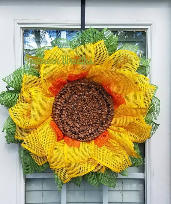 Sale/Yellow Sunflower Wreath/ Mesh Spring Sunflower