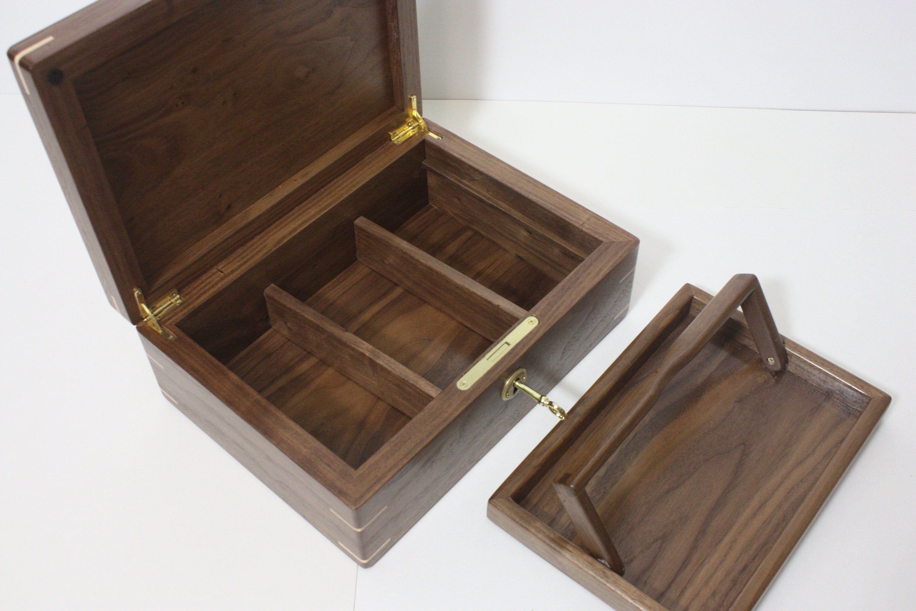Walnut Box with Dividers and a Lift Out Tray