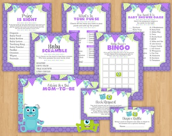 INSTANT DOWNLOAD: Monsters Inc Inspired Printable Game Set | Baby Shower