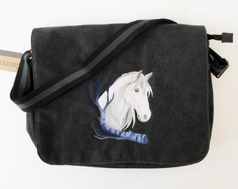 black canvas messenger bag