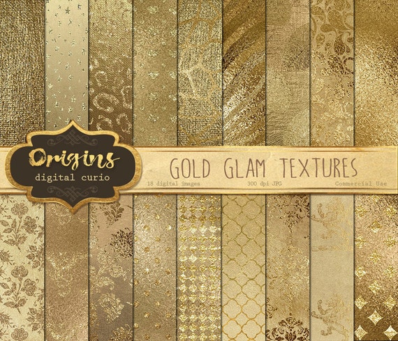 Gold Glam Digital Paper Gold Foil Glitter Backgrounds