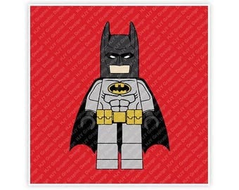 Lego, Batman, Mini Figure, Movie, Cape, Illustration, TShirt Design, Cut File, svg, pdf, eps, png, dxf