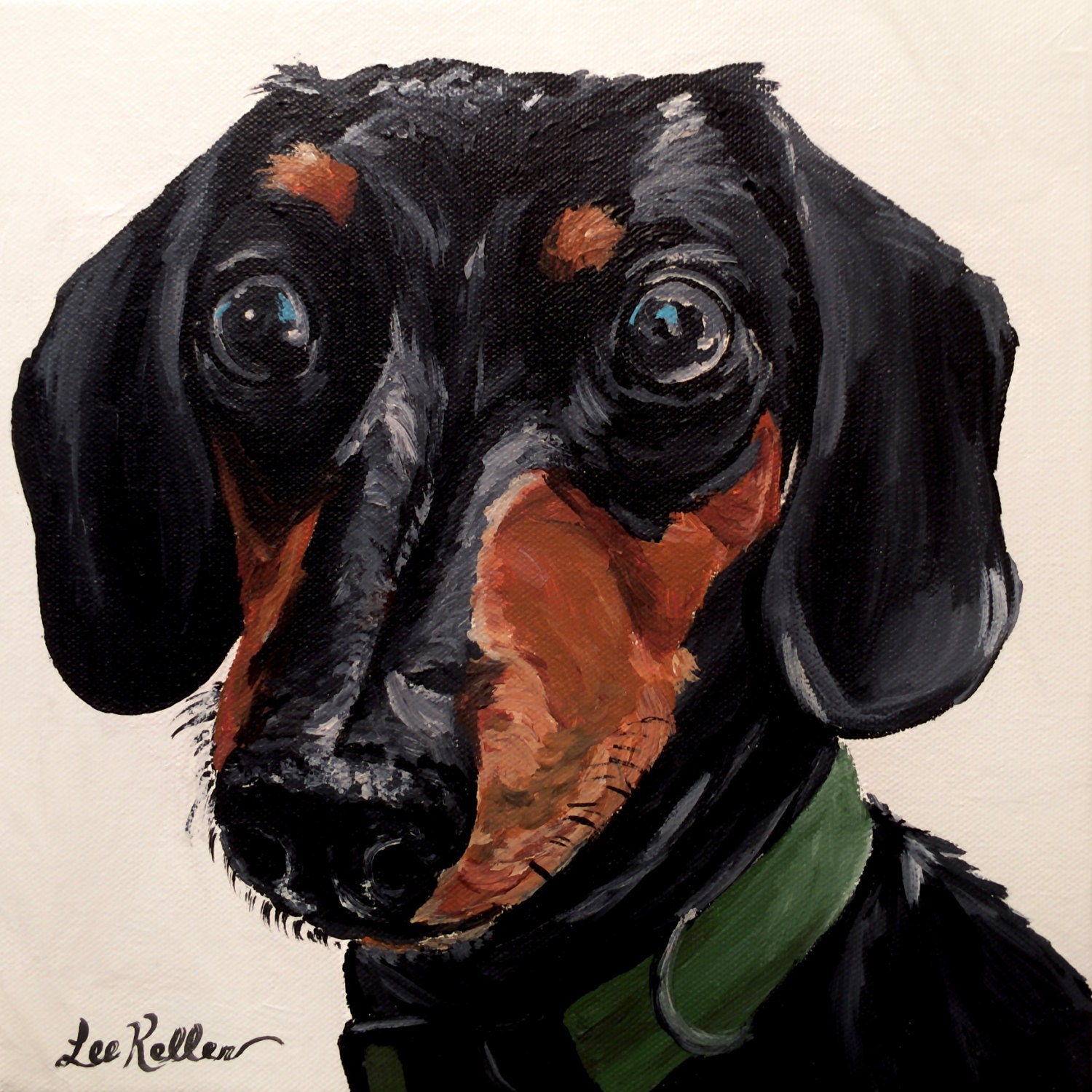 Black dachshund art print from original painting Dachshund