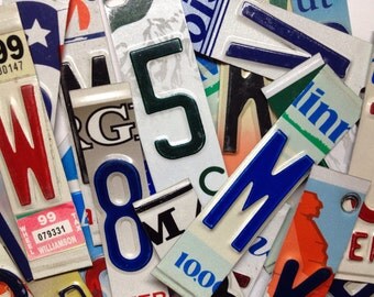 License Plate Letters Numbers - License Plate Pieces - Upcycled License Plate - Alphabet Letters Numbers - Classroom Supplies - Art Supplies