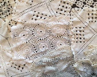 Lot of 26 Vintage Crochet Doilies - White and Off-White