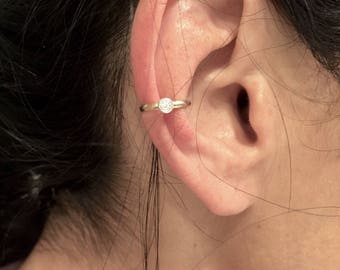 14k gold ear cuff, non pierced earring, ear cuff, gold cuffs, ear cartilage cuff, gold 14k ear cuff, cubic zirconia ear cuff
