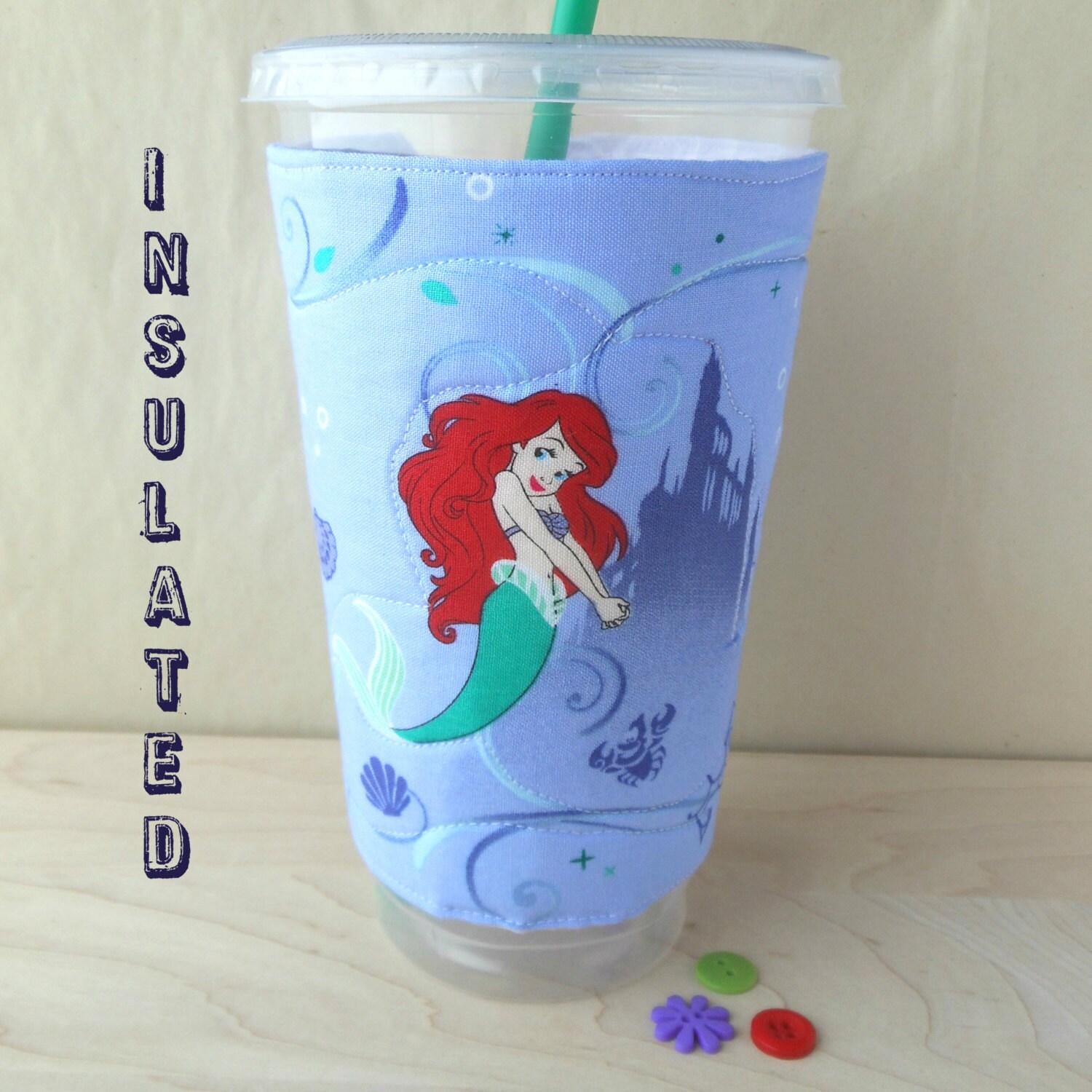 Ariel Disney Princess Little Mermaid cup cozy insulated