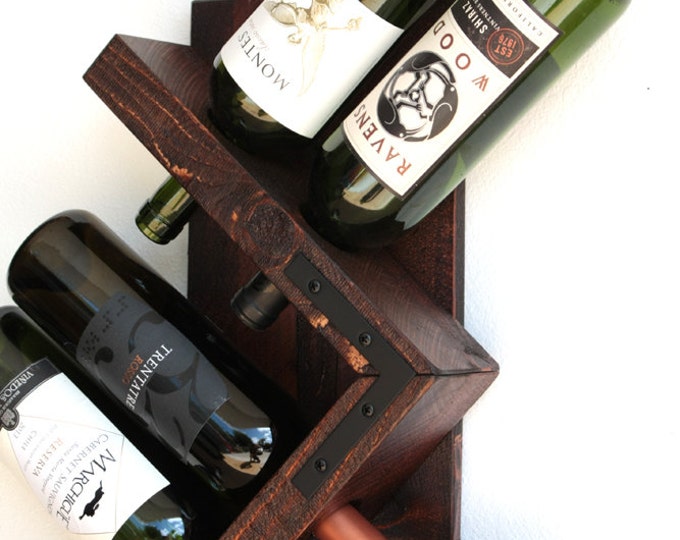Zig Zag Wine Rack, Wood Wall Wine Rack, Wine Storage, Wine Bottle Display, Hanging Wine Rack