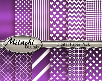 60% OFF SALE Metallic Purple Digital Paper Pack - Commercial Use - Instant Download - M54