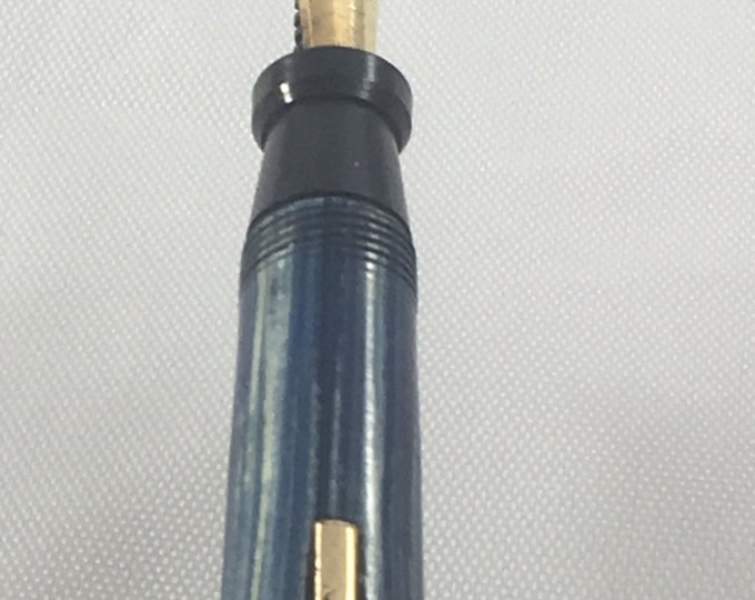 Storewide 25% Off SALE Vintage No. 4 JOFFE 14k Gold Nib Dual Leaded Pencil & Fountain Pen Featuring Unique Blue Streaked Design