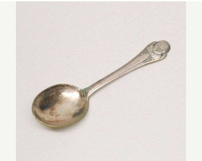 Storewide 25% Off SALE Original Antique Winthrop Silver Plated Collectable Gerber Baby Spoon Featuring Inscribed Webbing Handle Design