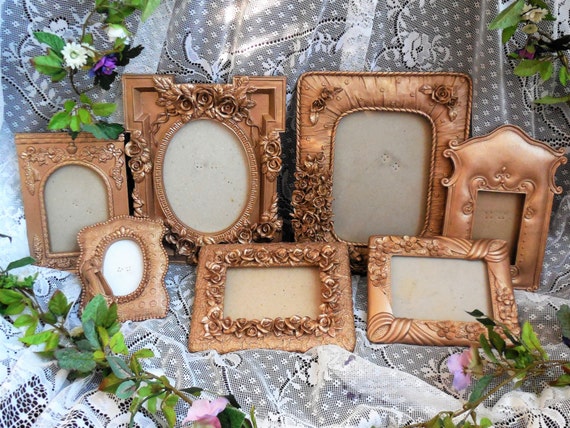 Rose Gold Picture Frame Set of 7 5X7 4X6 Ornate Floral