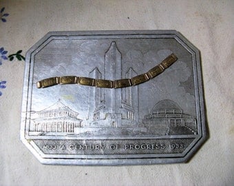 1933 Chicago Century of Progress Link Bracelet and Desk Blotter, Vintage Chicago, Vintage World's Fair