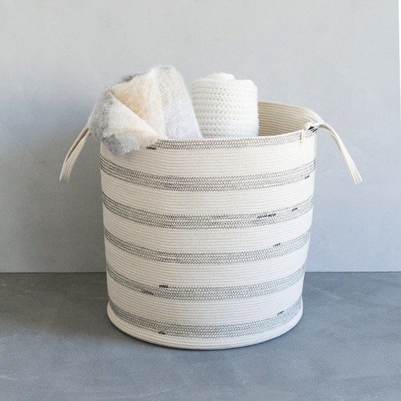 Large Coiled Cotton Rope Basket Toy Bin/ Storage Kids
