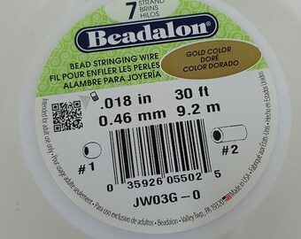 Beadalon .018 7 Strand Gold Colour Wire - 30ft