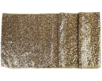Sequin Table Runner Solid Champagne 12"x108"-Just Artifacts Brand-Item SKU:LTR120001- Metallic Table Runners for Weddings, Parties, & Events