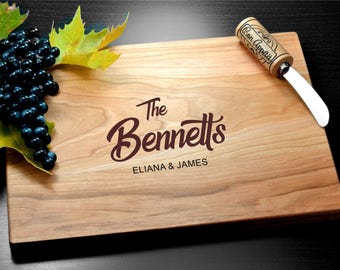 Couple Cutting Board, Engraved, Custom Cutting Board, Personalized Bamboo Board, Wedding Gift, Housewarming Gift, Monogram, Personalized