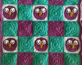 Crochet baby sleeping owl blanket, crochet blanket, baby girl,baby boy crochet blanket, crochet owl, crochet sleeping owl,made to order