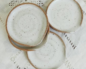 Spoon rest handmade pottery wheel thrown white farmhouse style simple lines