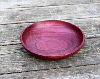 Purpleheart (Amaranth) Wood Bowl, Deep Reddish Brown - Purple Color, Hand Turned Medium Size Wood Bowl, Semi Gloss - Food Safe Finish